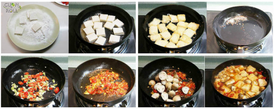 đậu hũ cay xốt nấm