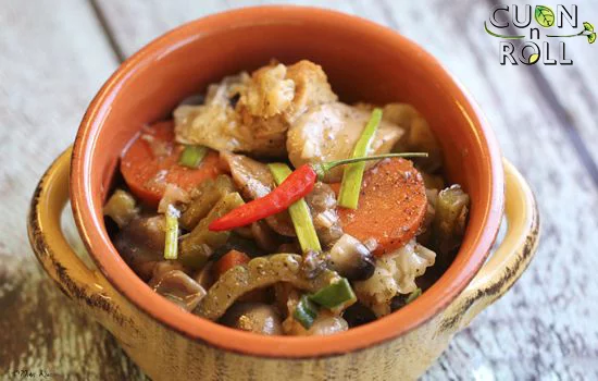 nấm rơm kho tộ chay