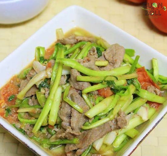 rau cần xào thịt bò