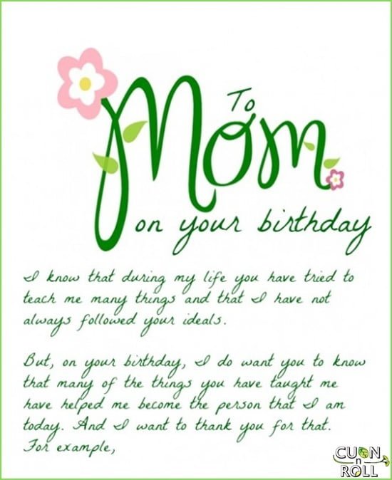 lời chúc sinh nhật mẹ