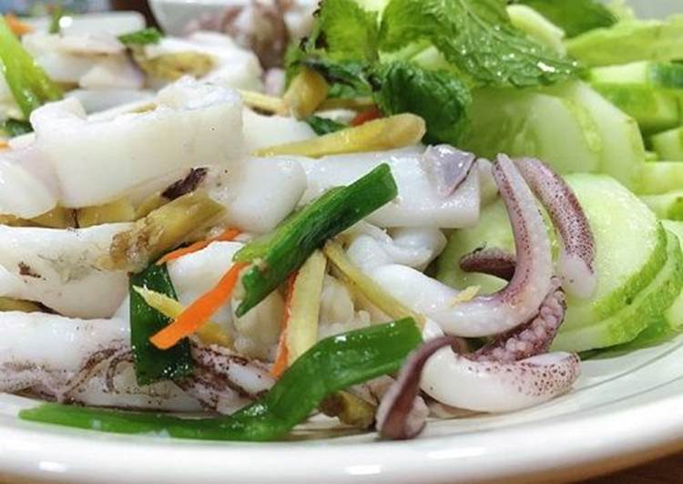 mực hấp gừng - món ngon dễ làm