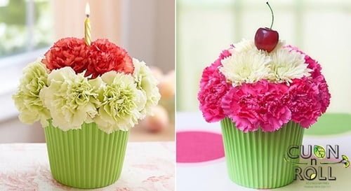 Bánh cupcake được làm từ hoa vừa lạ vừa đáng yêu
